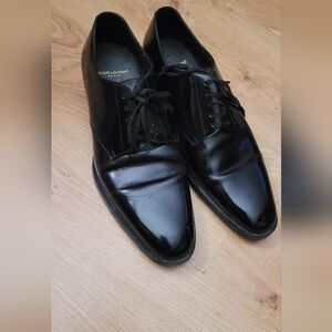 Sain Laurent Black Leather Derby Shoes Sz 43 **Read Details**